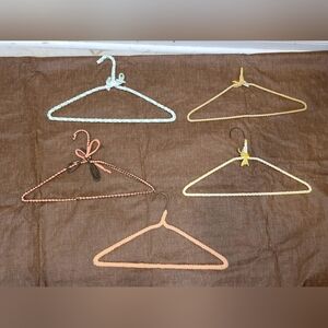 5 VTG 70s Crocheted Hangers Handmade Boho Retro Granny Made See Pictures